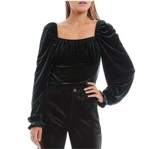 NWT Chelsea & Violet Dark Green Velvet Top
